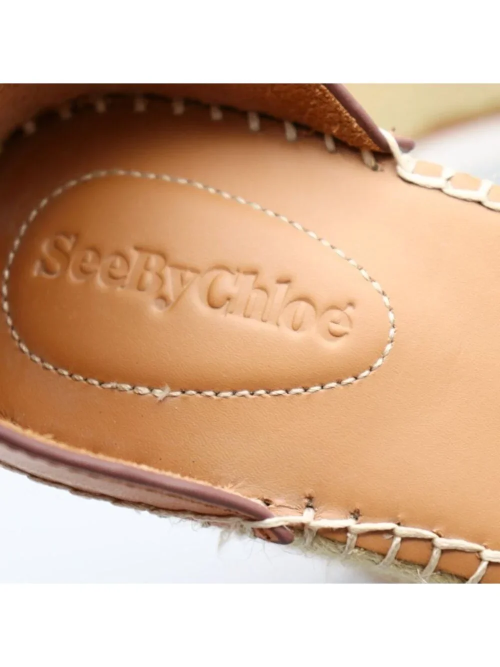 See By Chloé Glyn Frayed Canvas & Leather Espadrille Wedges 39 / US 9